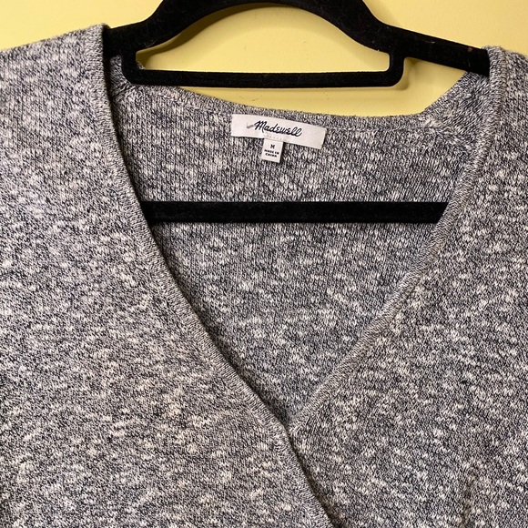 Madewell Sweater Size Medium White Black Space Dye Long Sleeve Top - Picture 2 of 9